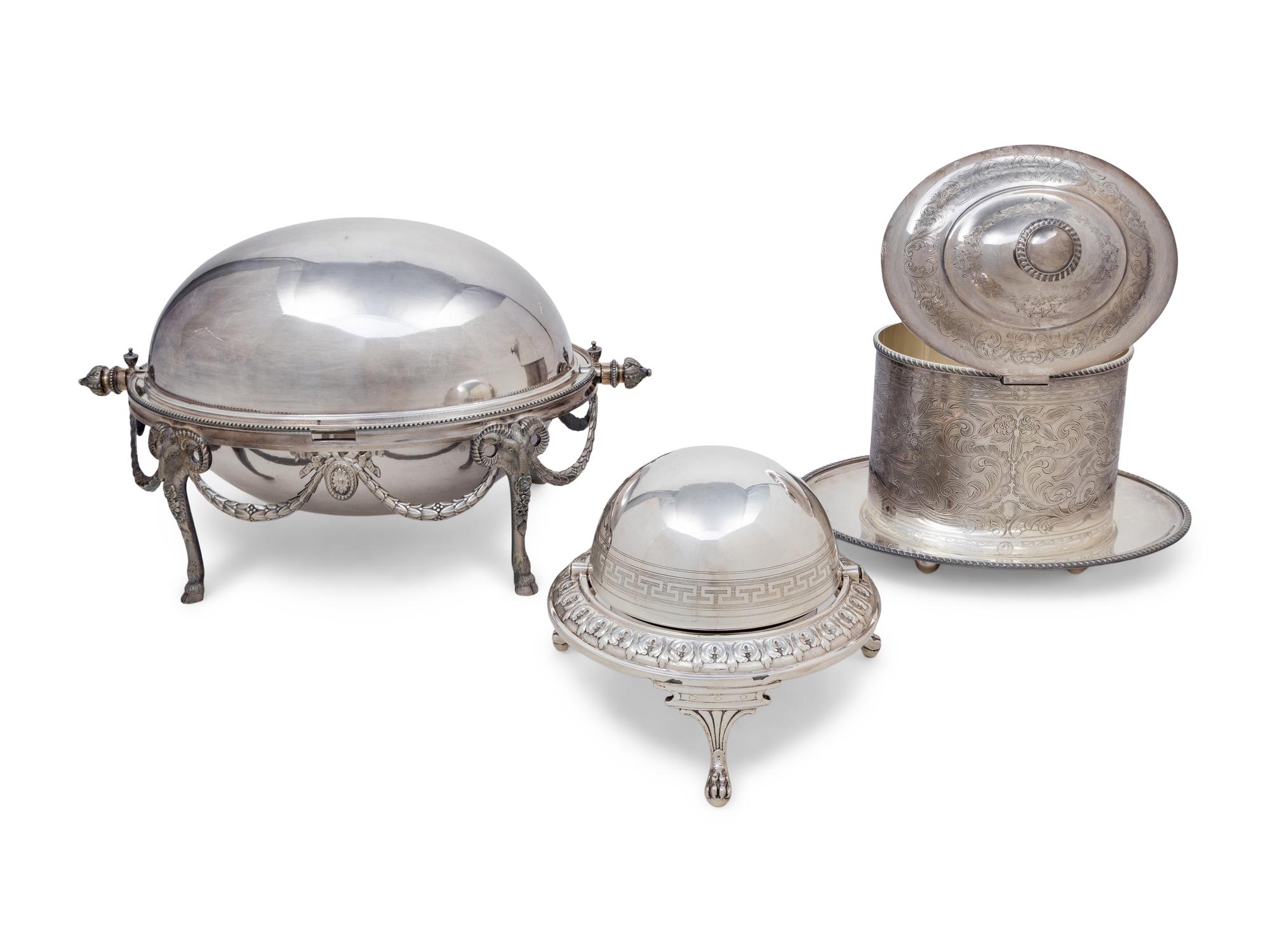 Three English Silver Plate Table Articles
