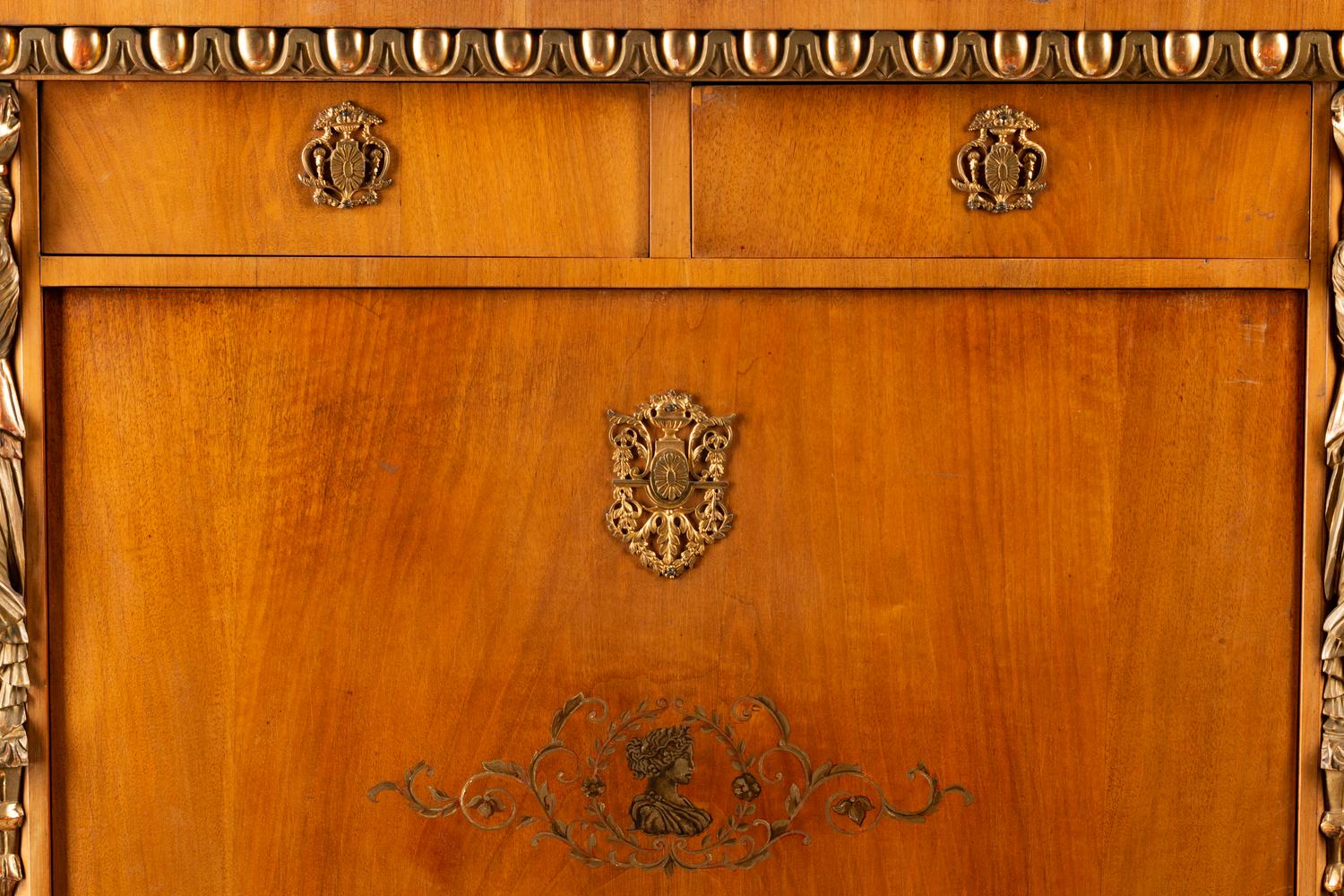 An Austrian Neoclassical Parcel Gilt Secretary Bureau