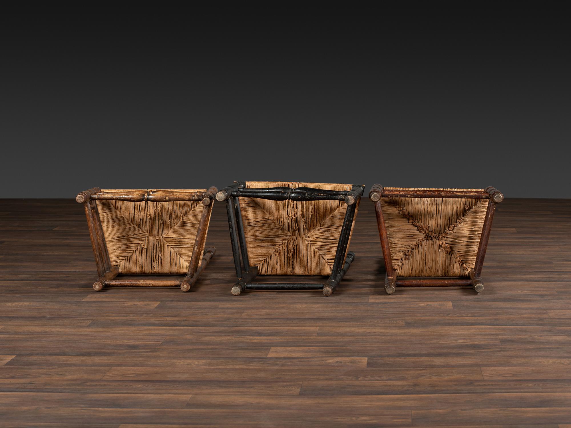 A Set of Four Classical 'Fancy' Stenciled Cane-Seat Side Chairs