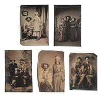 [WESTERN AMERICANA] 10 tintypes, incl. pairs and groups of cowboys, some with female companions.