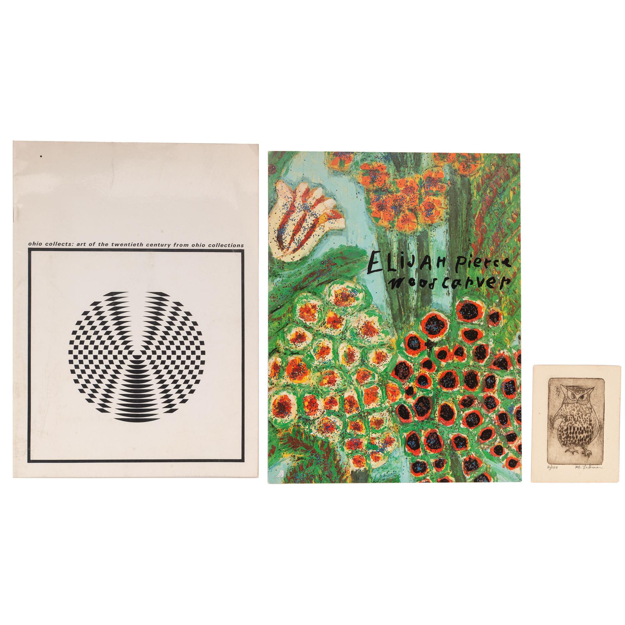 [VISIUAL ARTS IN OHIO AND SOUTHWEST]. A group of 8 items related to visual arts, highlighted by exhibition catalogs and Native American prints, comprising: