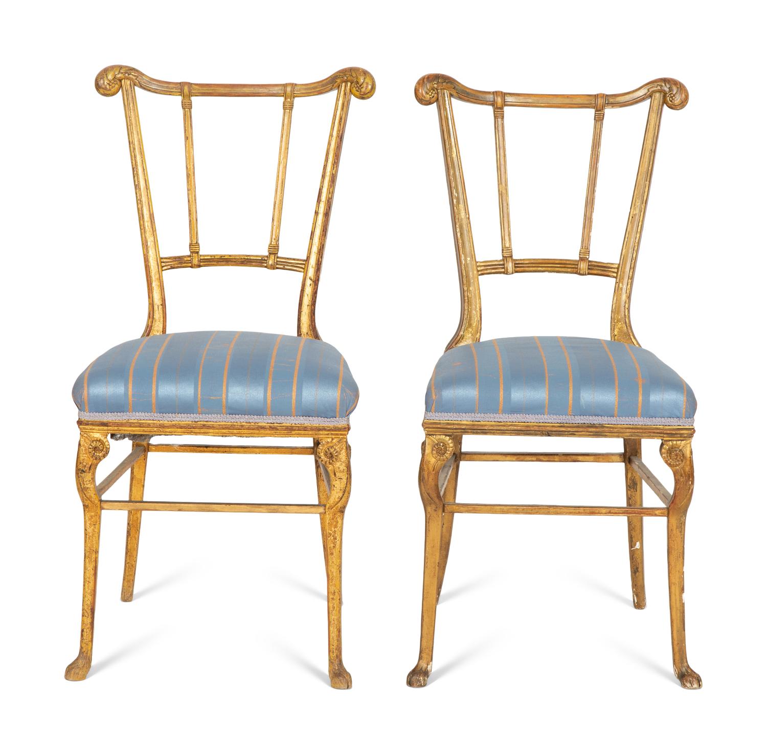 A Pair of North European Giltwood Side Chairs