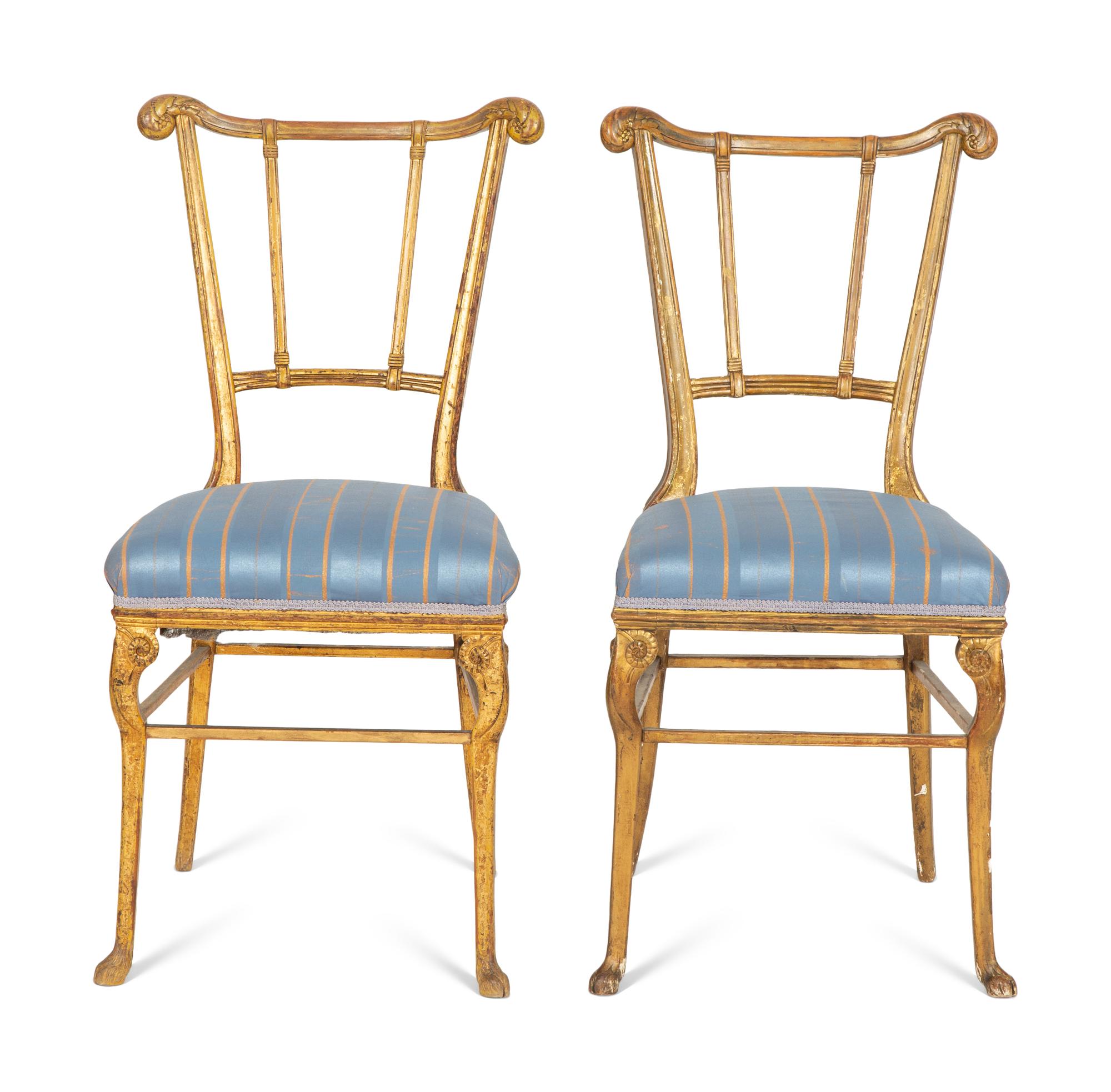 A Pair of North European Giltwood Side Chairs