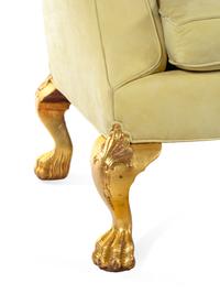 A George III Style Giltwood Camelback Sofa