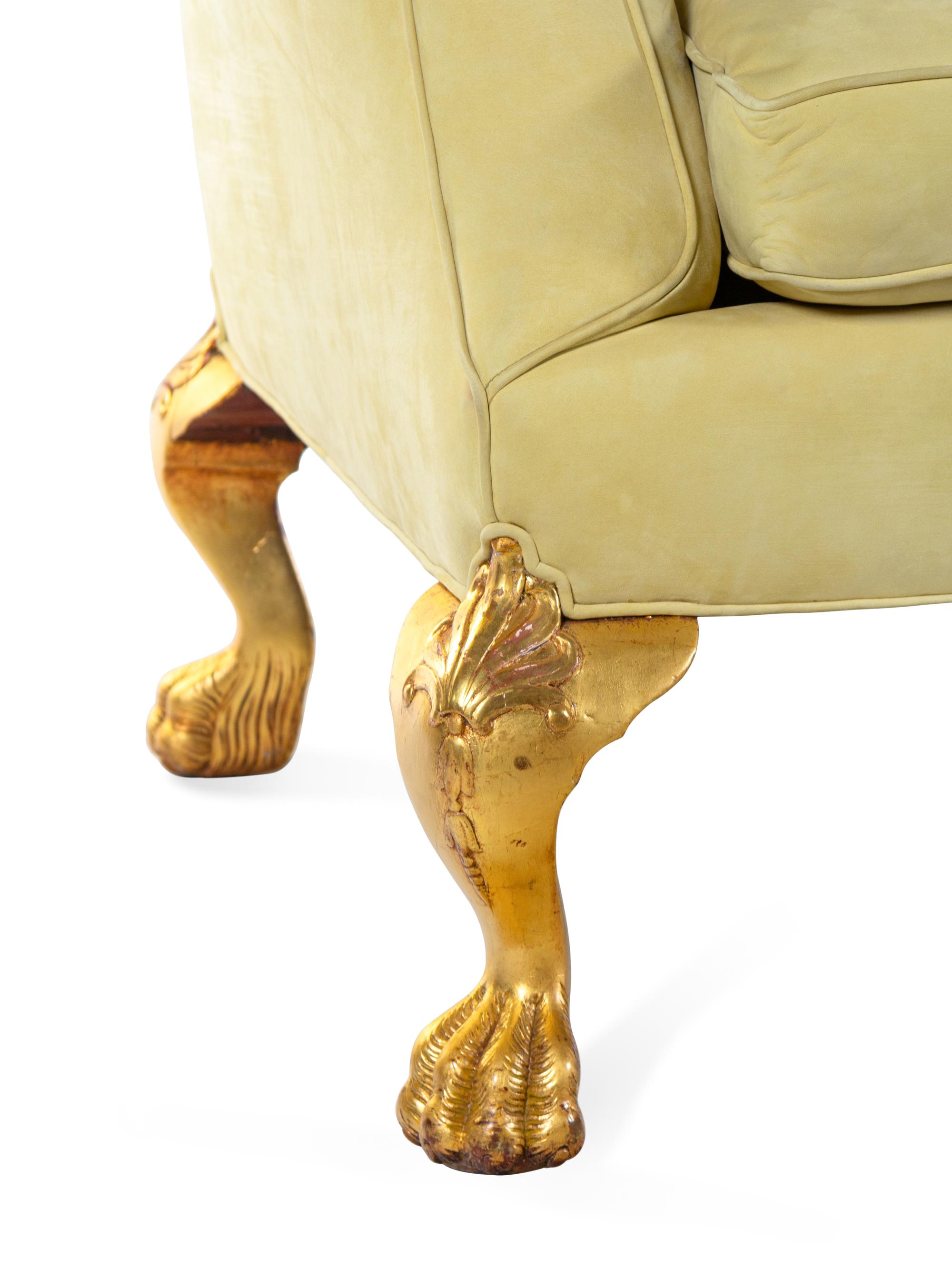 A George III Style Giltwood Camelback Sofa