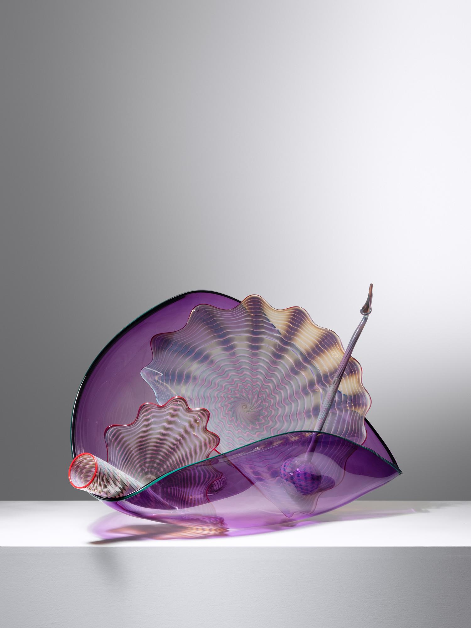 Five Piece Purple Persian Set with Red and Green Lips, c. 1988