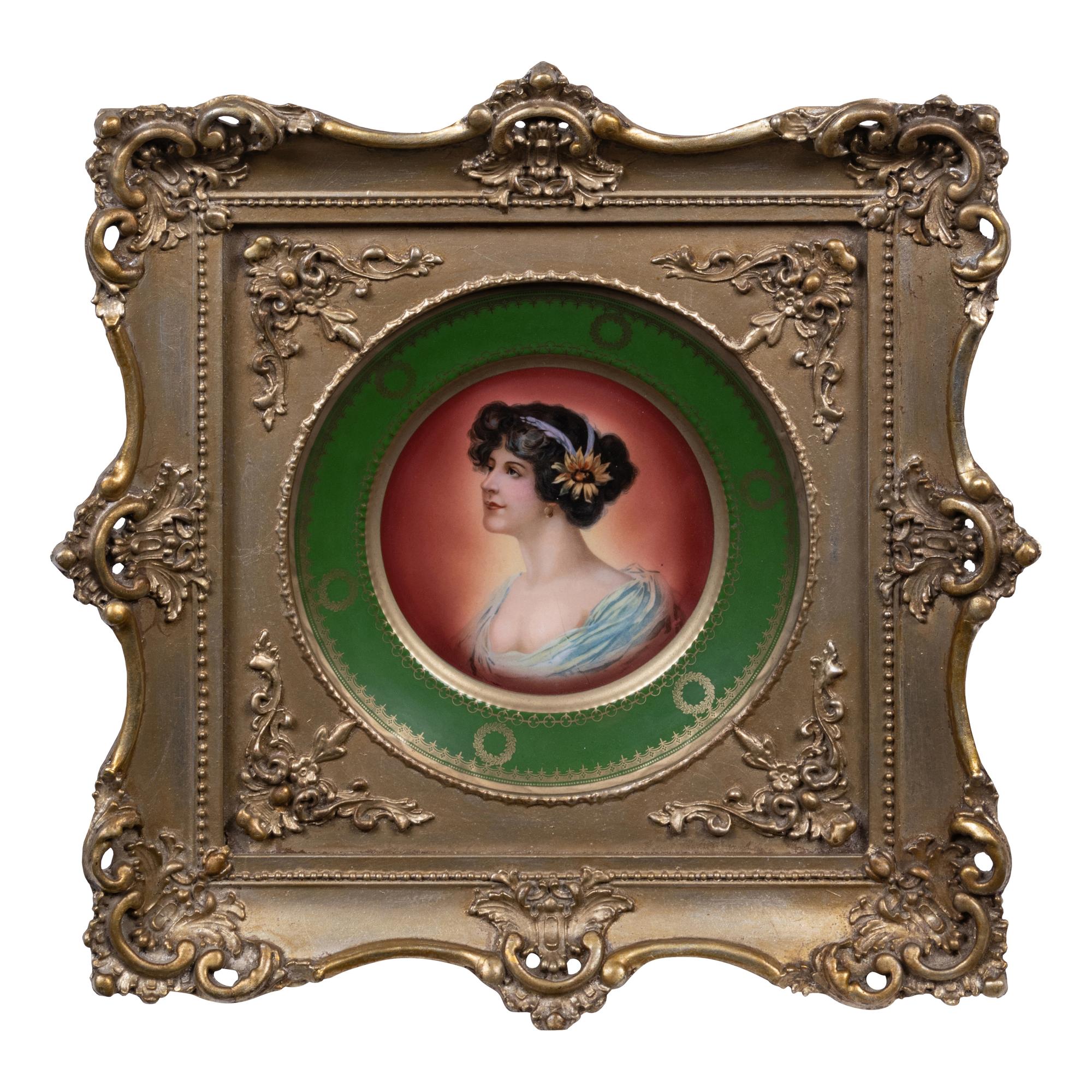 A Pair of Vienna Porcelain Cabinet Plates in Giltwood Frames
