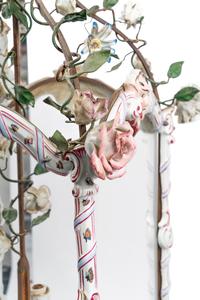 A French Gilt Metal, Porcelain and Tôle Four-Light Lantern