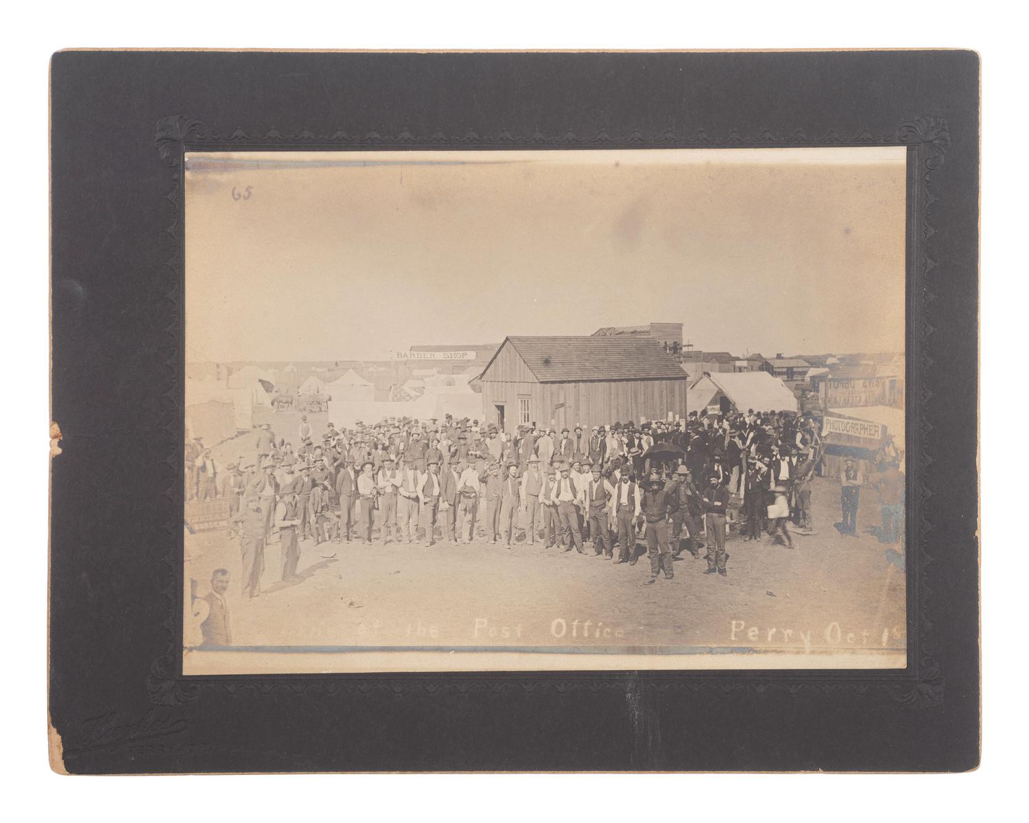 [WESTERN AMERICANA]. A group of 4 Oklahoma Land Rush photographs. Perry, Oklahoma Territory: Hughes, 28 September-3 October 1893.