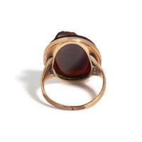 A Neoclassical Sardonyx Cameo and Gold Finger Ring with a Double Portrait