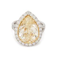 FANCY YELLOW DIAMOND AND DIAMOND RING