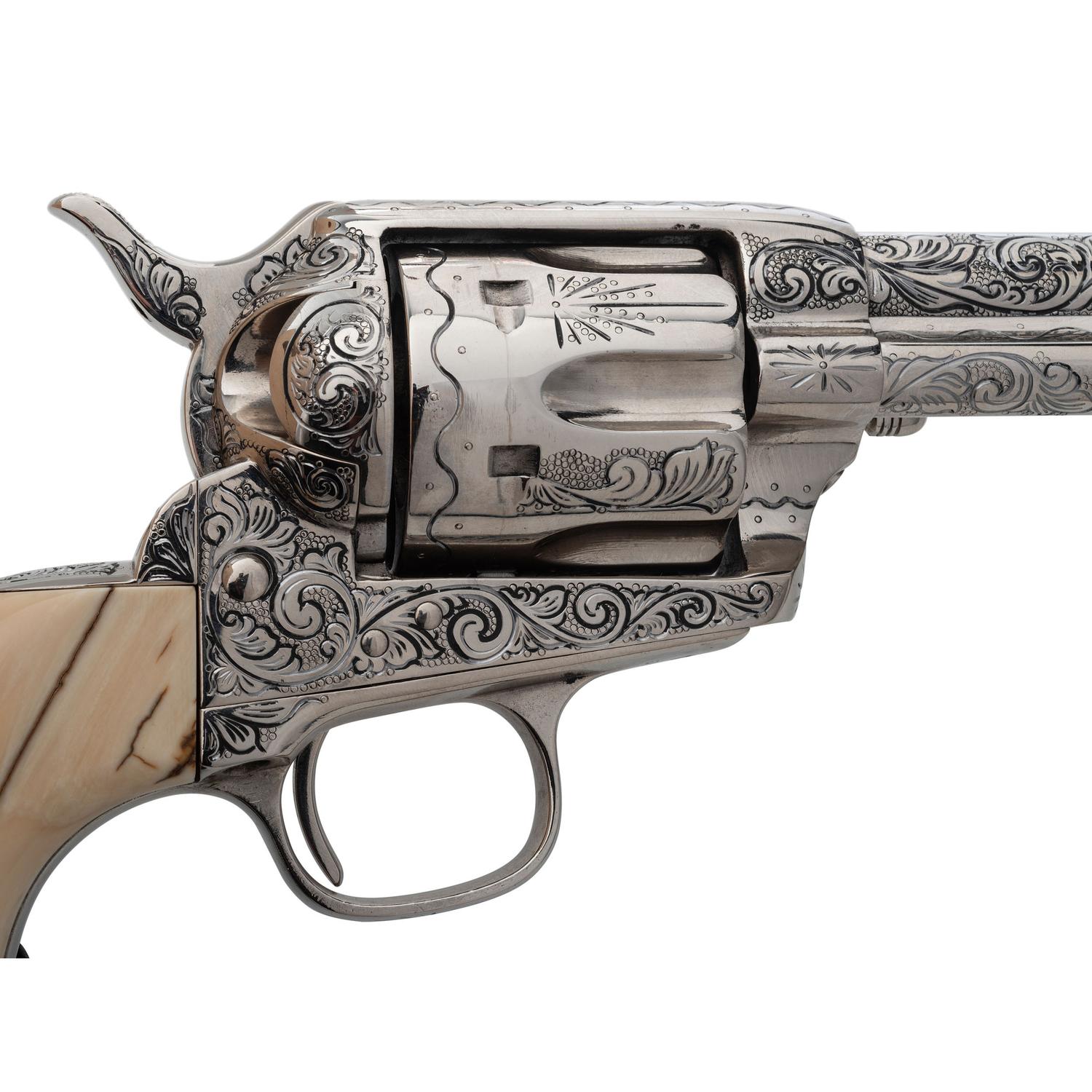 Professionally Restored and Engraved Nickel Plated Colt Single Action Army Revolver