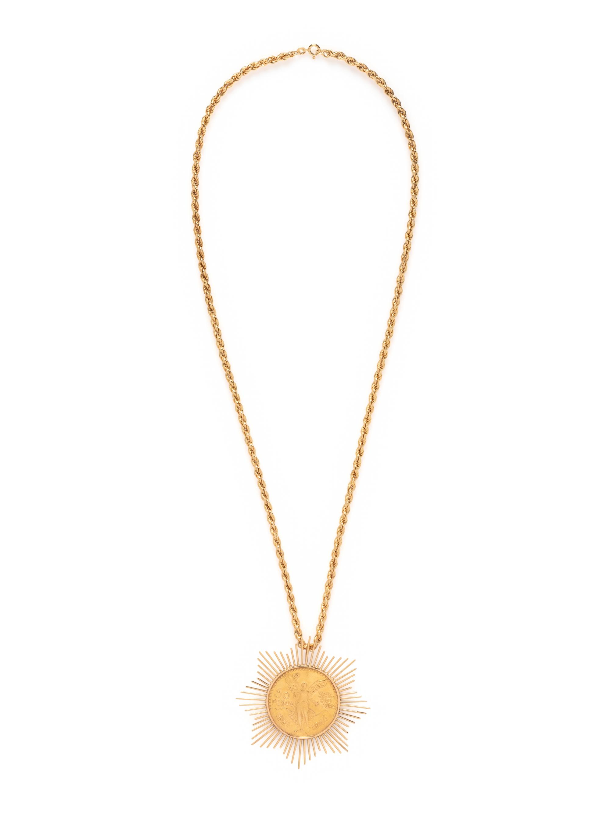 YELLOW GOLD AND COIN PENDANT/NECKLACE