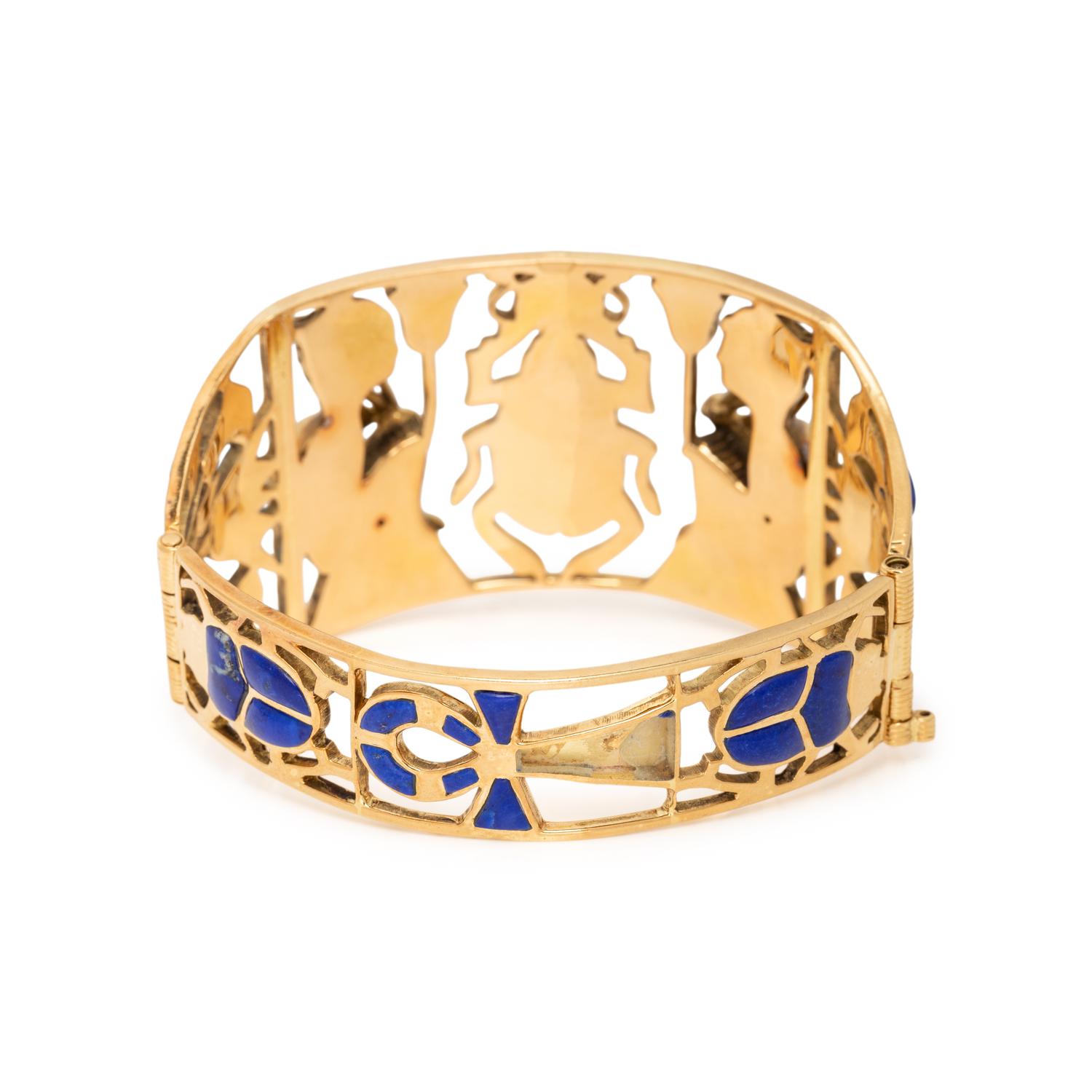 LAPIS LAZULI AND YELLOW GOLD BANGLE BRACELET