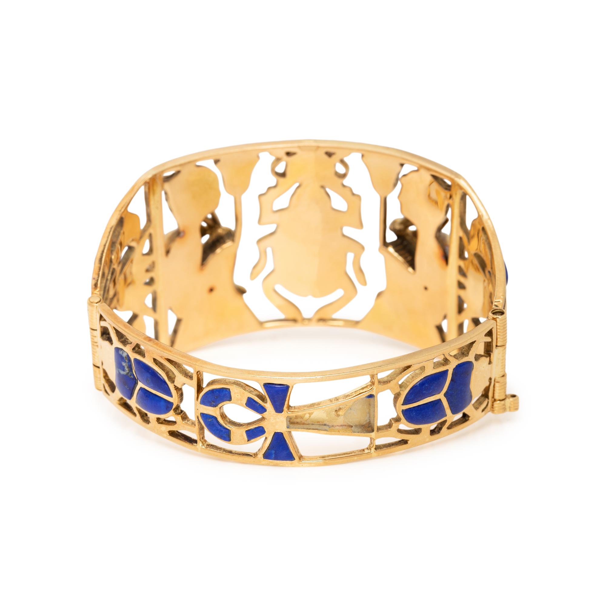 LAPIS LAZULI AND YELLOW GOLD BANGLE BRACELET