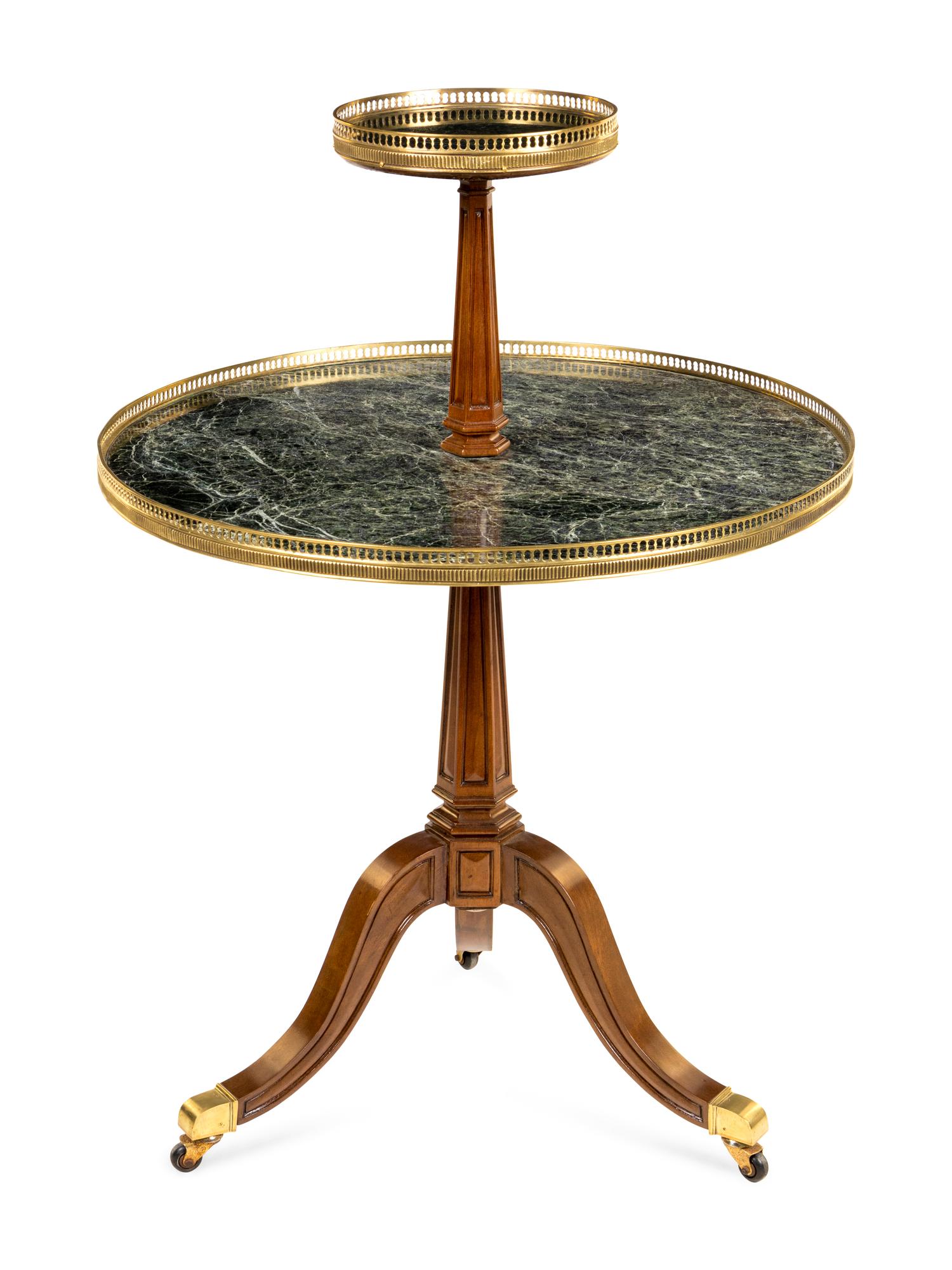 A French Gilt Metal Mounted Mahogany Two-Tier Dumbwaiter