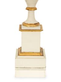 A Pair of White and Gilt Mounted Porcelain Table Lamps