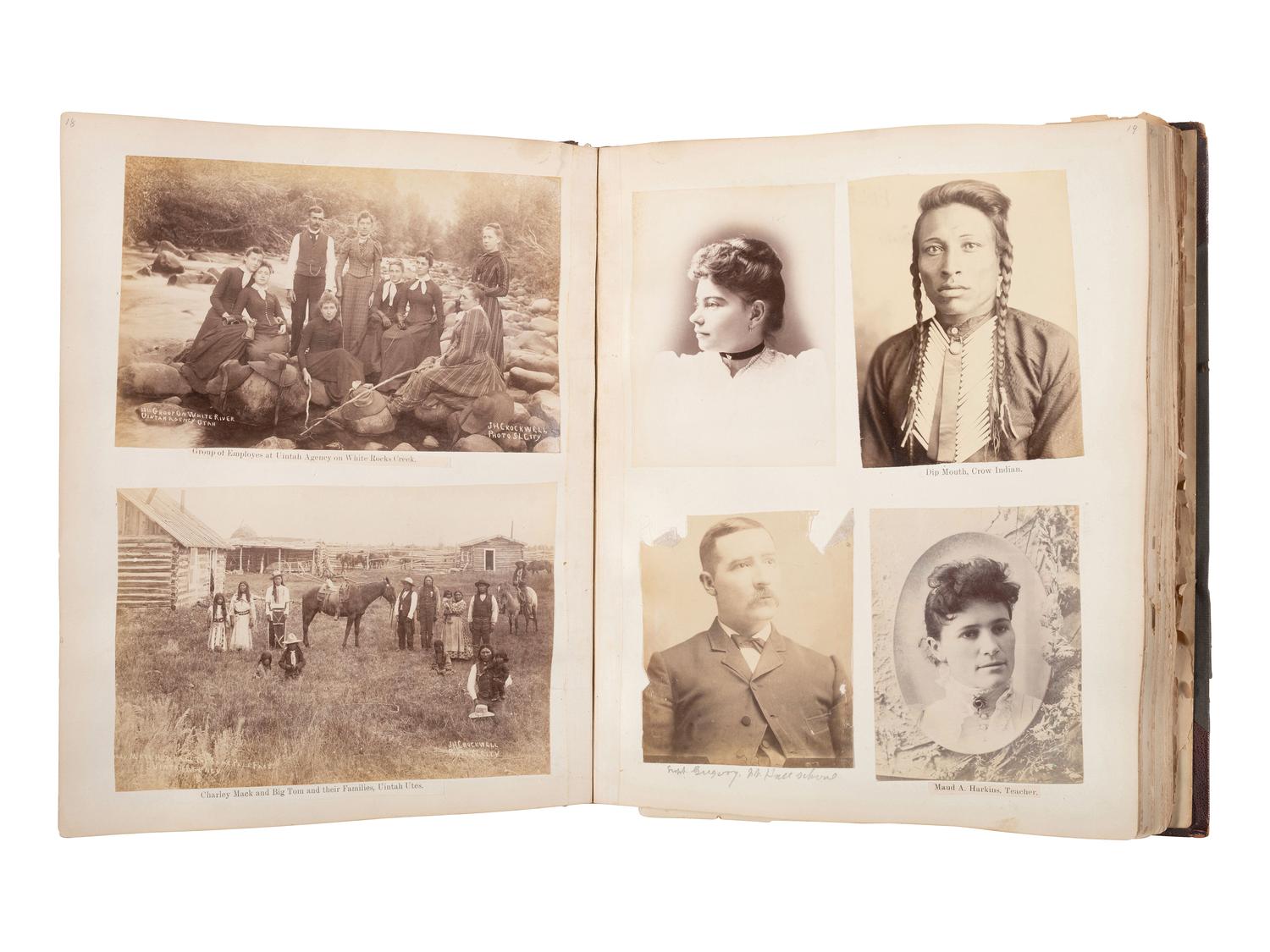 [NATIVE AMERICANS]. JUNKIN, William W. (1831-1903). A Collection of Indian Photographs and Views with Photos of a Few White Employes [ sic ] Together with Some Indian Letters and Paintings. Made by W.W. Junkin, Fairfield, Iowa. 1889-93.