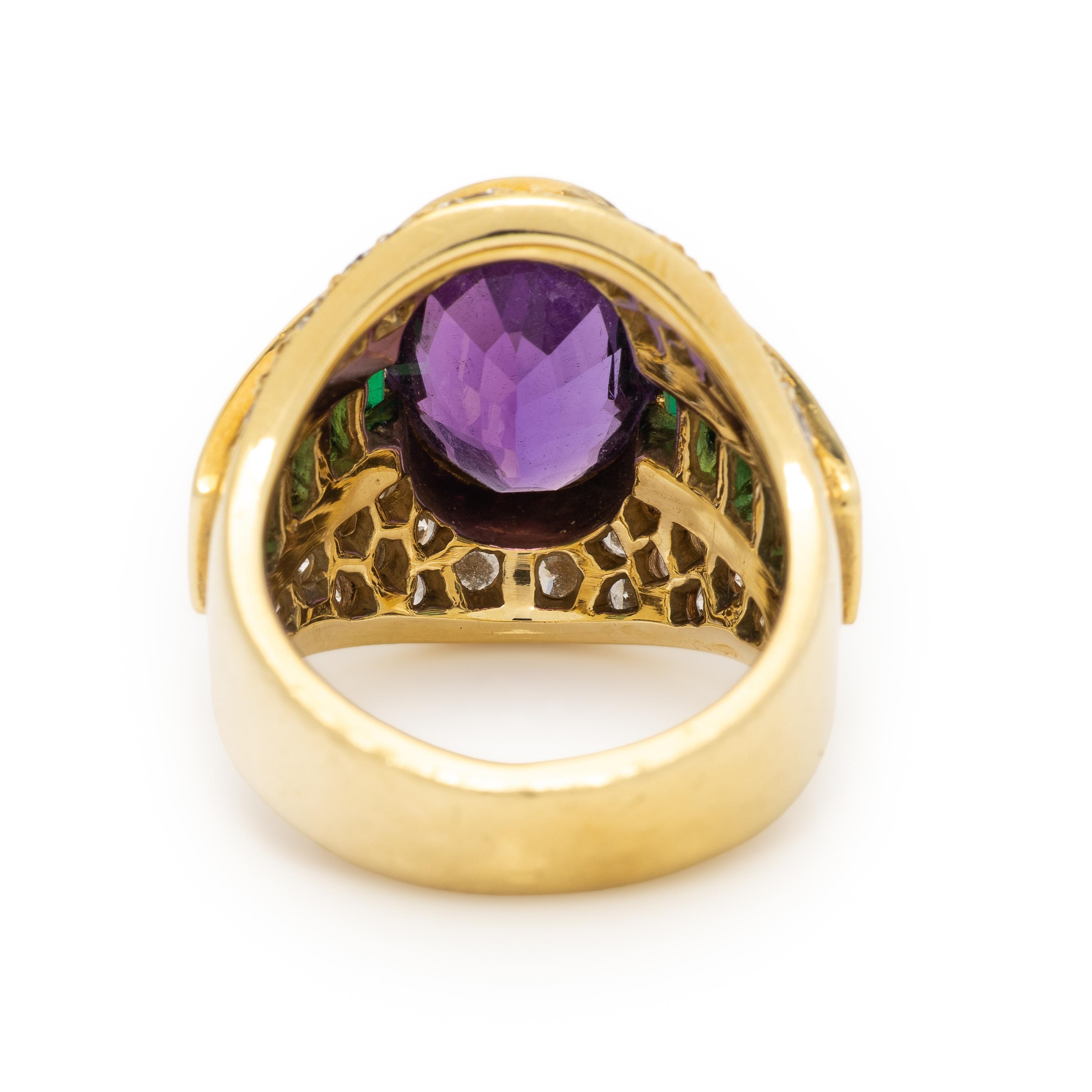 Lagos, Amethyst, Tourmaline, and Diamond Ring