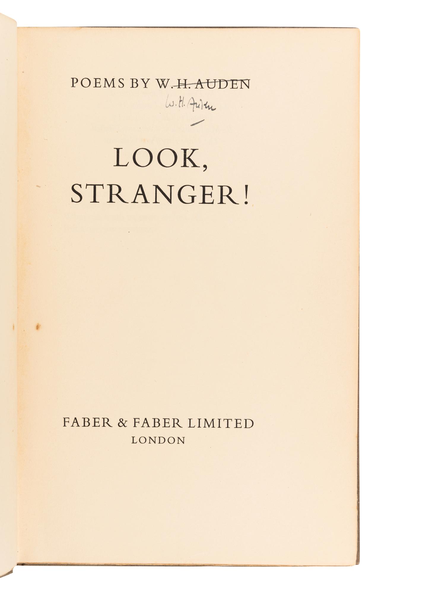 AUDEN, Wystan Hugh (1907-1973). A group of 4 FIRST EDITIONS, comprising:
