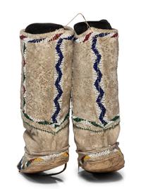 Mescalero Apache Beaded Hide Moccasins