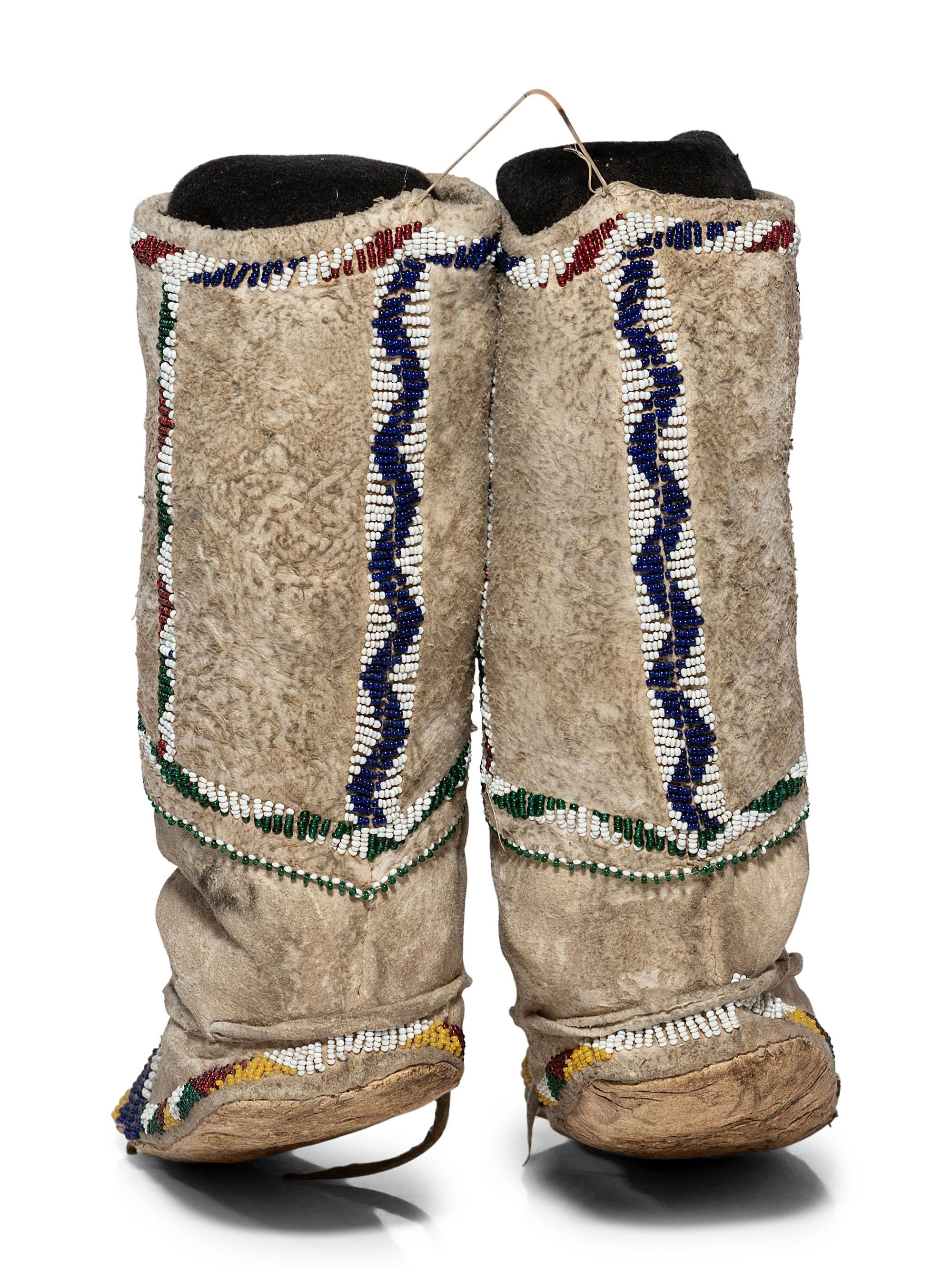 Mescalero Apache Beaded Hide Moccasins