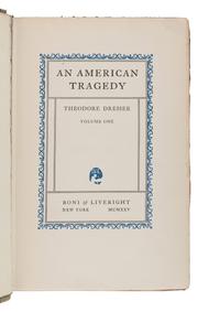 DREISER, Theodore (1871-1945). An American Tragedy. New York: Boni & Liveright, 1925.