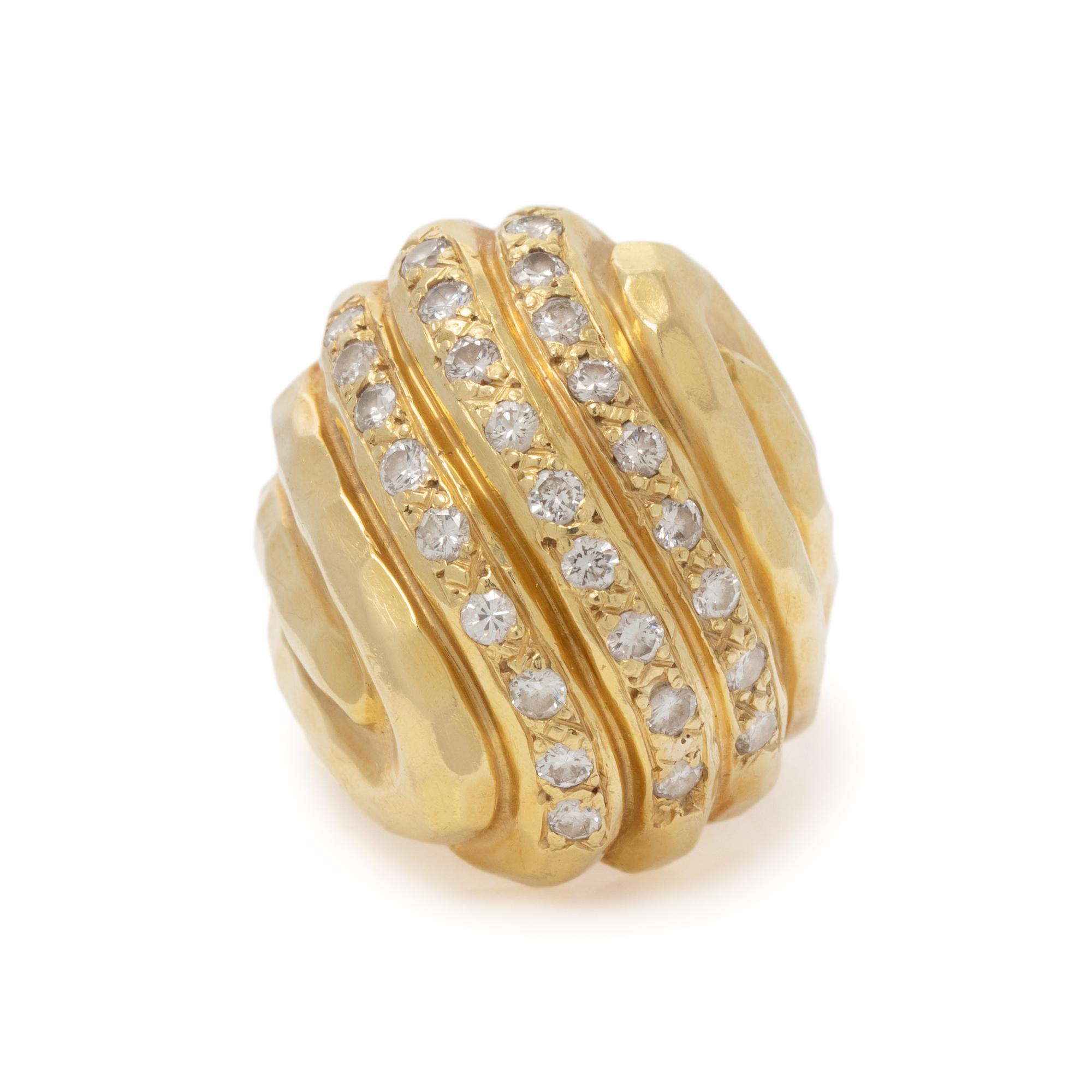HENRY DUNAY, YELLOW GOLD AND DIAMOND RING