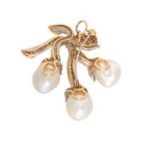 TRIO, CULTURED BAROQUE PEARL AND DIAMOND PENDANT/BROOCH