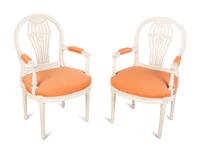 A Pair of Carved and Painted Wood Montgolfière Fauteuils — 20TH CENTURY
