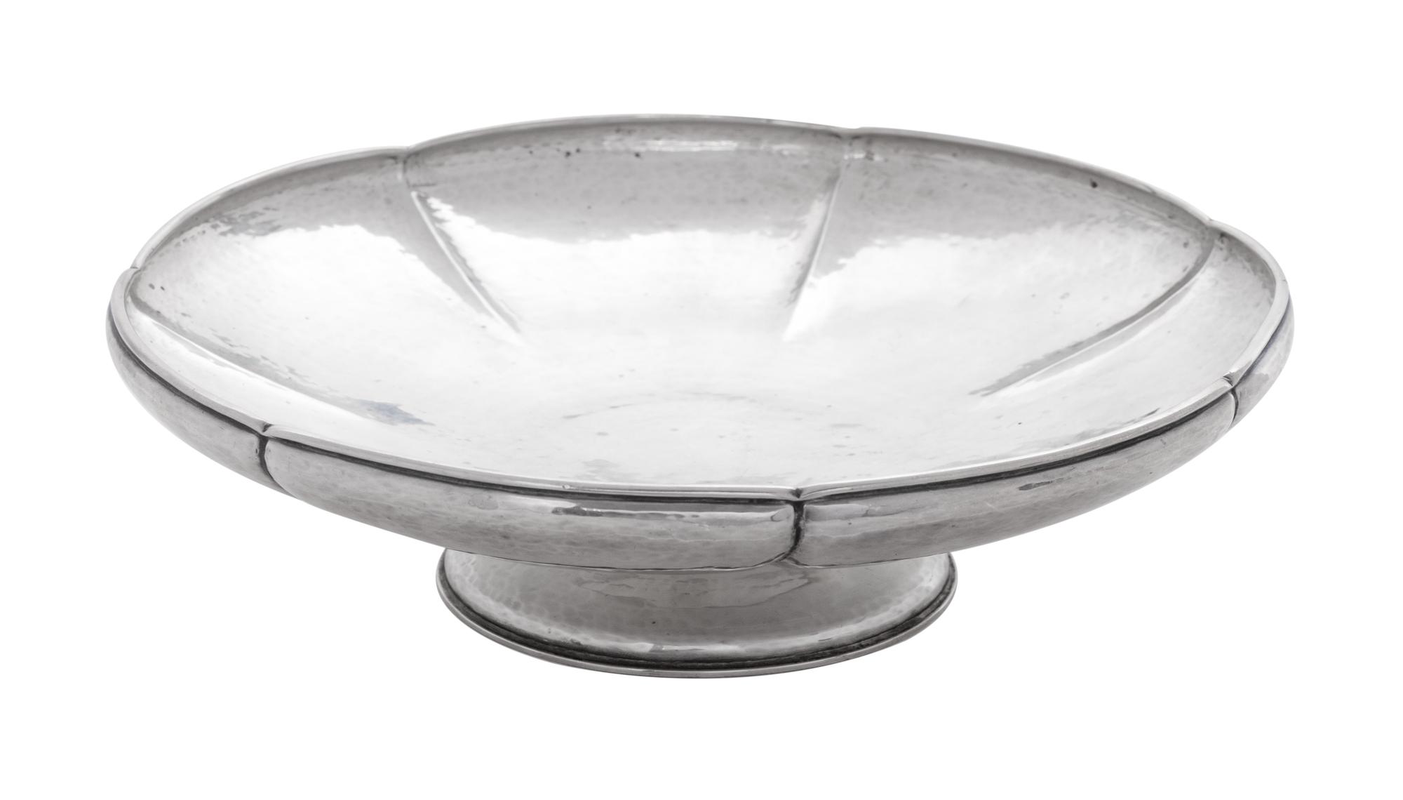 An American Silver Footed Bowl, Lebolt & Co., Chicago, IL, with hammered surfaces.