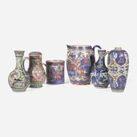 A group of six Chinese and Japanese export clobbered porcelain wares 中國日本瓷器一組六件 The porcelains ??? circa 1700-1830