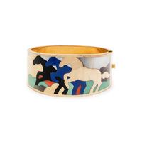 ASCH GROSSBARDT, YELLOW GOLD AND HARDSTONE INLAY BANGLE BRACELET