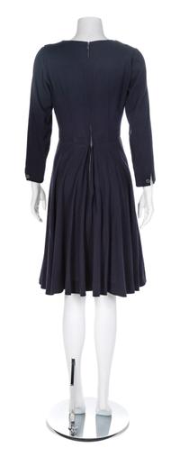 Returned to Owner: Jacques Fath Navy Wool Dress, 1950s No size label