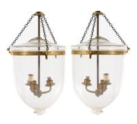 A Pair of Regency Style Gilt Metal and Glass Hall Lanterns — 20TH CENTURY