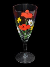 A Group of Seven Enameled Glass Stemware Articles