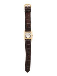CARTIER, YELLOW GOLD AND DIAMOND 'TANK FRANÇAISE' WATCH