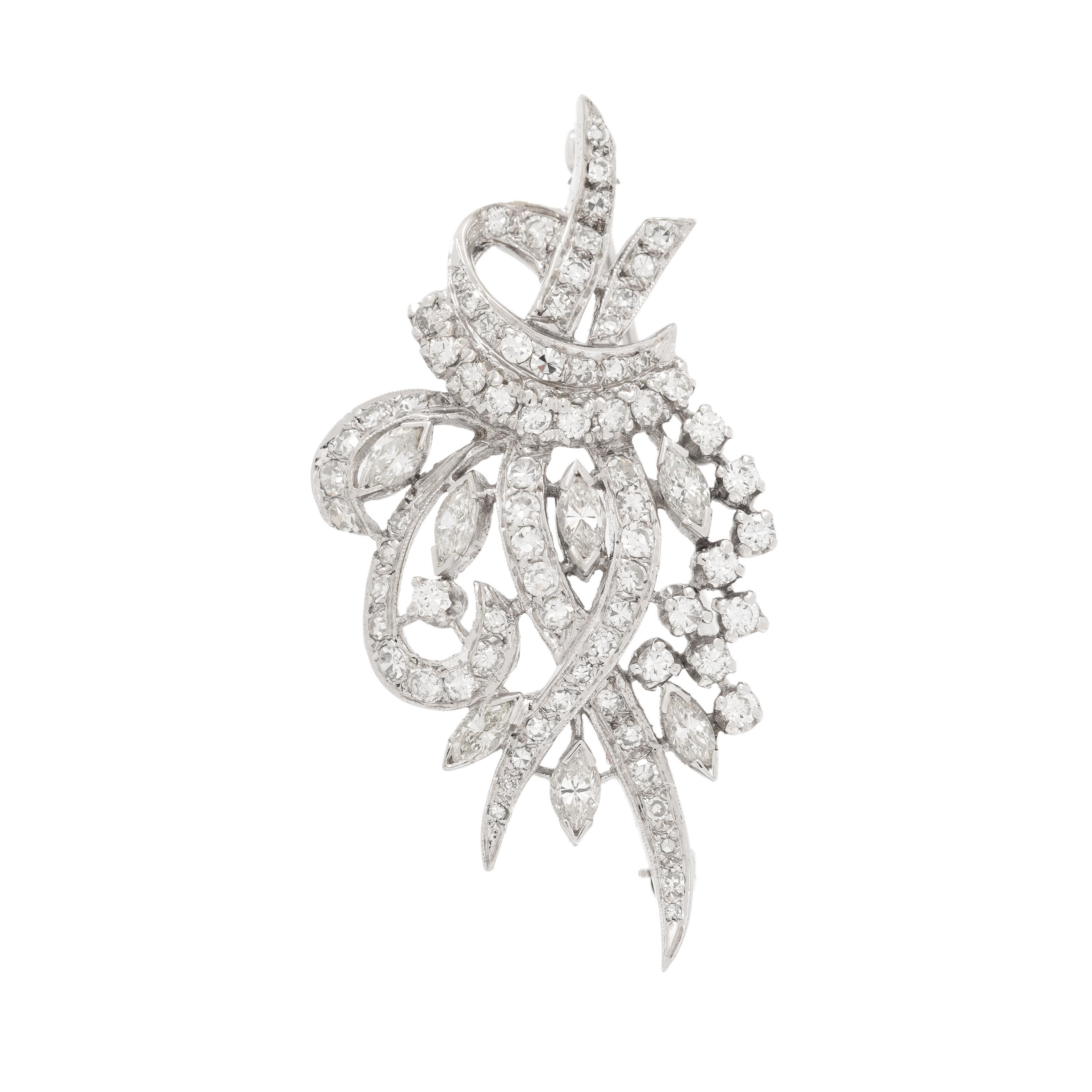 Diamond and White Gold Brooch