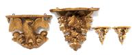 A Group of Four Continental Carved Giltwood Wall Brackets Height of largest 18 1/2 inches. — 19TH/20TH CENTURY