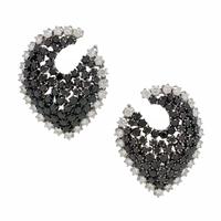 Black Diamond, Diamond, and White Gold Articulated Earrings