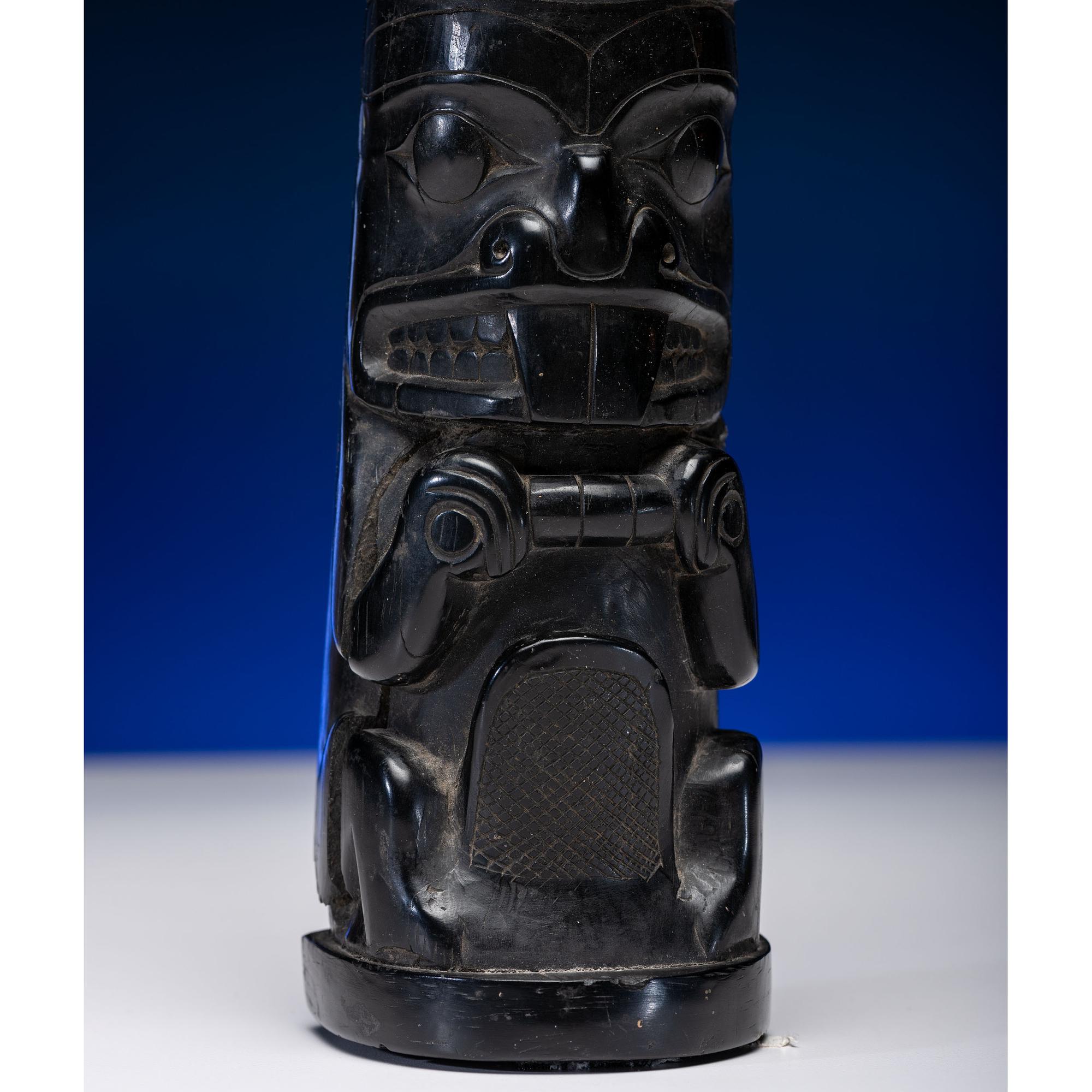 Haida Carved Argillite Model Totem Pole