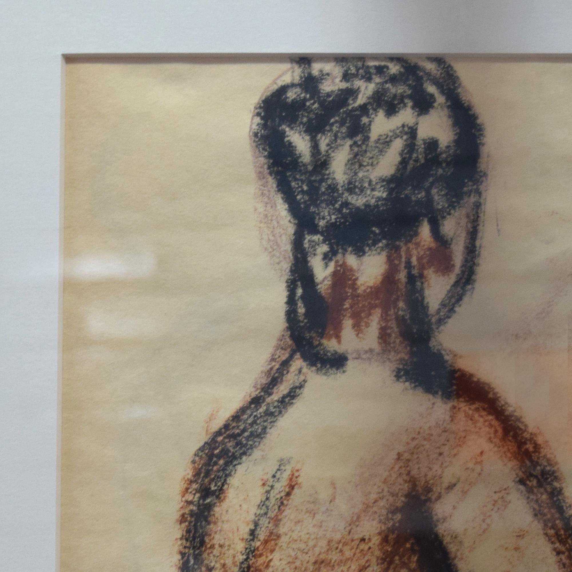 A Framed Pastel Figural Drawing 26.25" W x .5" D x 31.25" H — United States, 20th Century