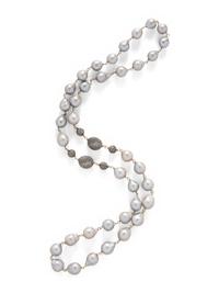 GRAY BAROQUE CULTURED PEARL AND DIAMOND NECKLACE