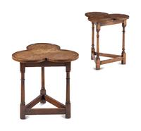 A Pair of Jacobean Style Oak Trefoil Side Tables