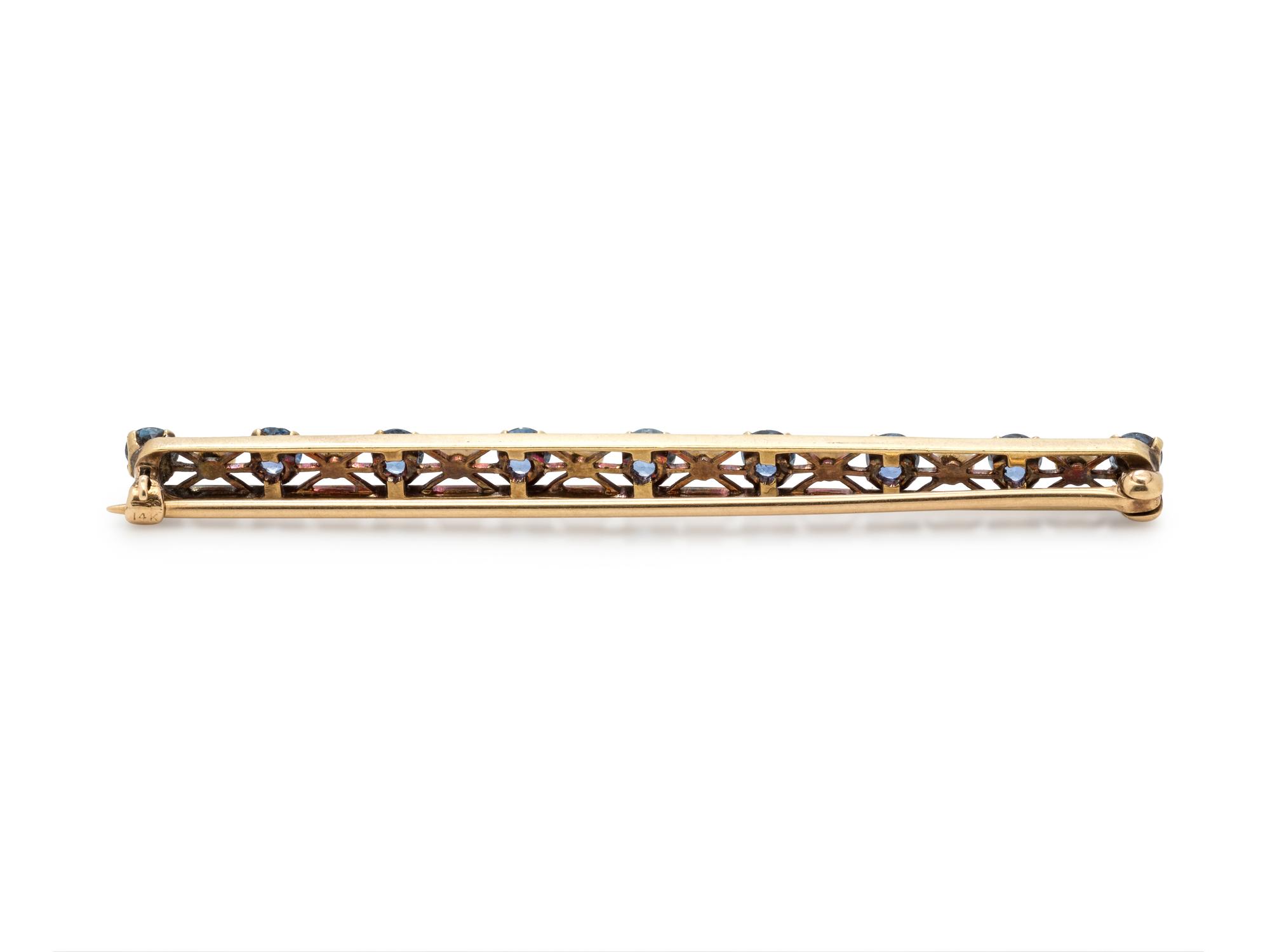 SAPPHIRE AND PEARL BAR BROOCH