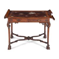 A French Chinoiserie Decorated Mother-of-Pearl Inlaid Writing Desk