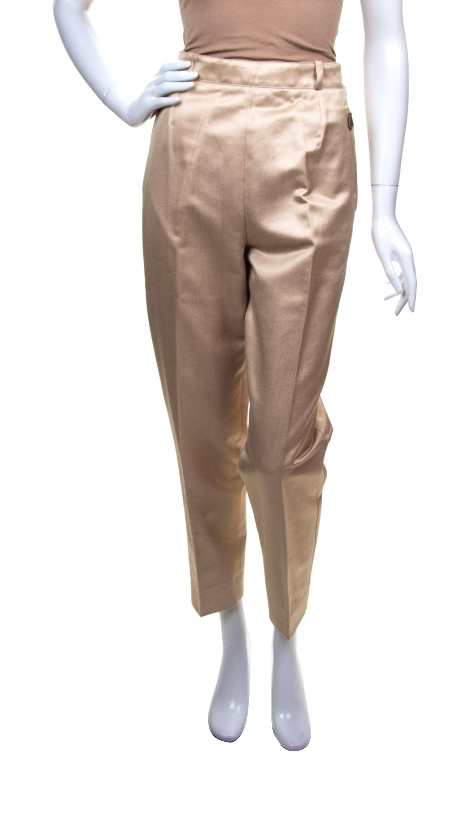 An Hermes Tan Cotton and Silk Pant, Size 44.