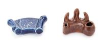 Two Chinese Monochrome Glazed Porcelain Scholar's Objects Length of larger 3 3/4 inches. — 19TH CENTURY