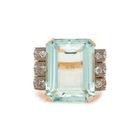 AQUAMARINE AND DIAMOND RING
