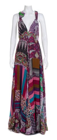 Etro Halter Multicolor Patchwork Print Dress, 2000s Size label: 44